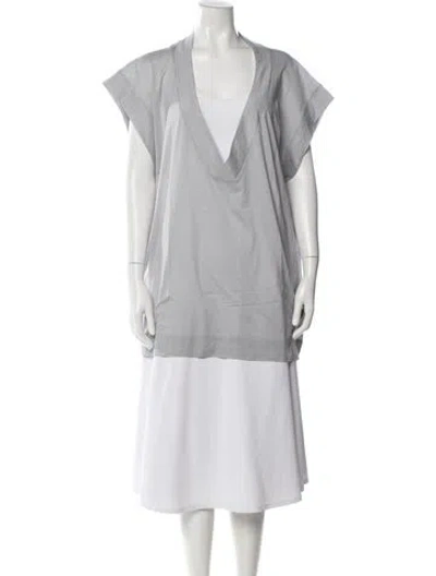 Pre-owned Eres V-neck Short Sleeve Top In Gray
