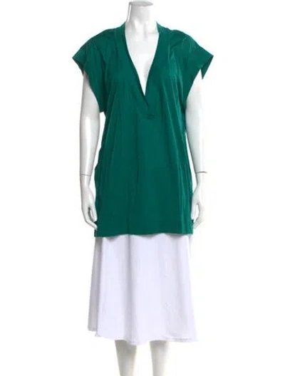 Pre-owned Eres V-neck Short Sleeve Top In Green