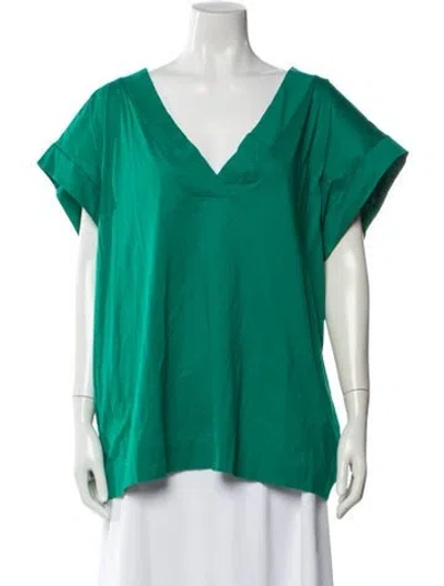 Pre-owned Eres V-neck Short Sleeve Top In Green