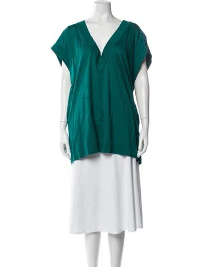 Pre-owned Eres V-neck Short Sleeve Top In Green