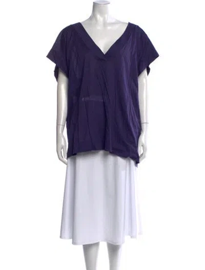Pre-owned Eres V-neck Short Sleeve Top In Purple