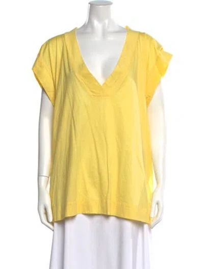 Pre-owned Eres V-neck Short Sleeve Top In Yellow