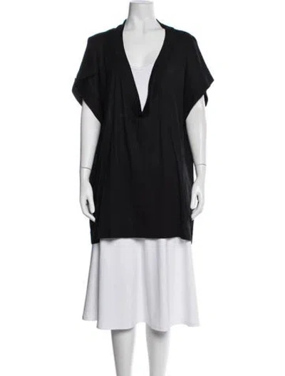 Pre-owned Eres V-neck Short Sleeve Tunic In Black