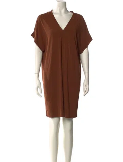 Pre-owned Eres V-neck Short Sleeve Tunic In Brown