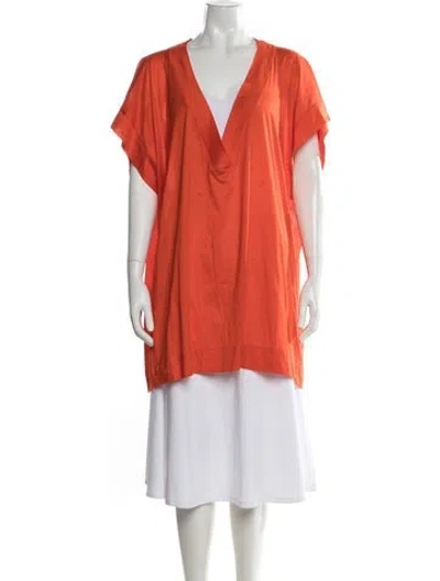 Pre-owned Eres V-neck Short Sleeve Tunic In Orange