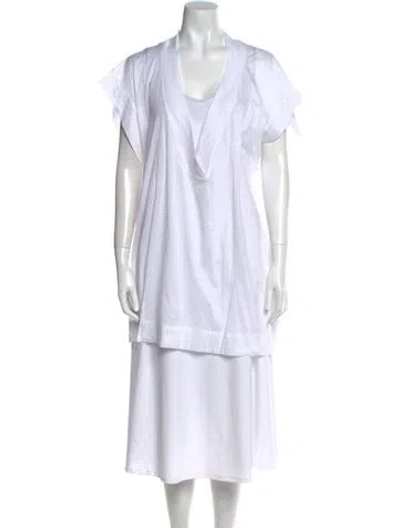 Pre-owned Eres V-neck Short Sleeve Tunic In White