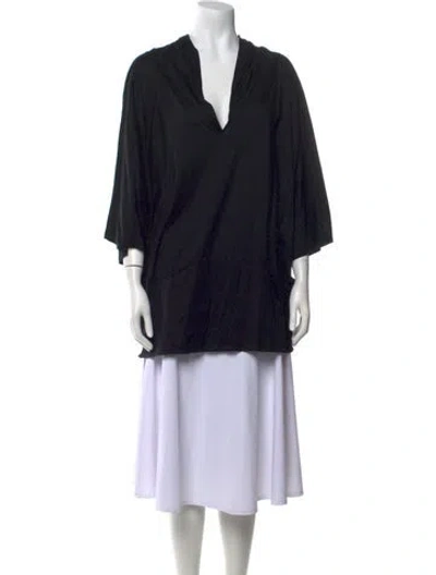 Pre-owned Eres V-neck Three-quarter Sleeve Tunic In Black