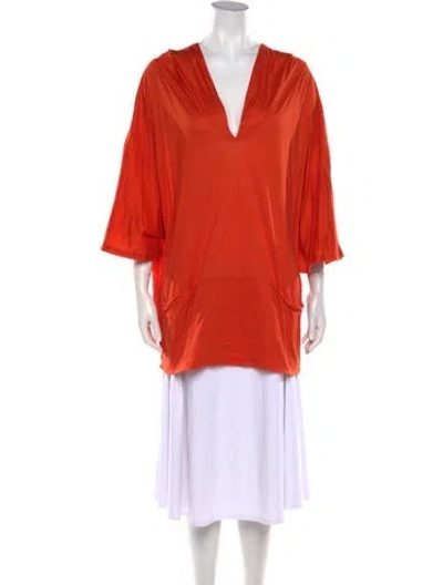Pre-owned Eres V-neck Three-quarter Sleeve Tunic In Orange