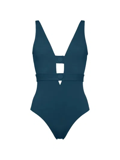 Eres V-neckline Cut-out Swimsuit In Blue