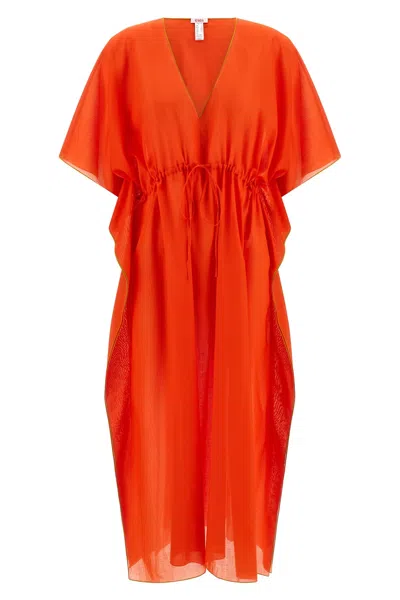 Eres Voilier V Neck Sheer Beach Dress In Orange