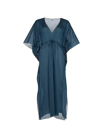 Eres Voilier V-neck Kaftan In Blue