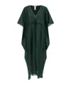 Eres Batwing Sleeve Drawstring Volier Midi Dress In Green