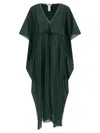 Eres Batwing Sleeve Drawstring Volier Midi Dress In Green