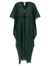 Eres Batwing Sleeve Drawstring Volier Midi Dress In Green