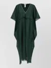Eres Batwing Sleeve Drawstring Volier Midi Dress In Green