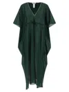 Eres Batwing Sleeve Drawstring Volier Midi Dress In Green