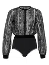 Eres Voltige Lace-panel Velvet Bodysuit In Black