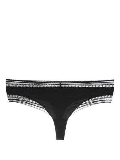 Eres Vœux Satin Tanga Briefs In Black