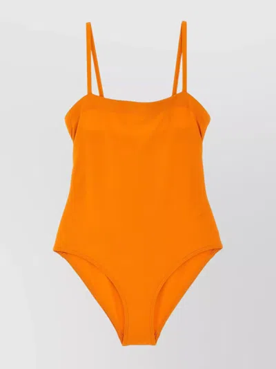 Eres "watercolor" Fitted Silhouette Swimsuit With Spaghetti Straps In Orange