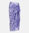 Eres Weather Printed Cotton Beach Cover-up In Blue