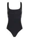 Eres Women 'arnaque' Black Swimsuit With Front And Rear Square Neck In Tech Fabric Stretch Woman In Black