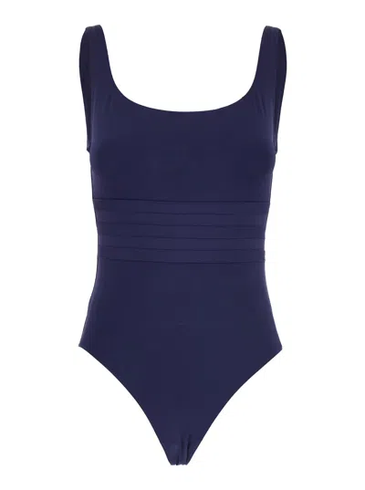 ERES ERES WOMEN 'ASIA' BLUE SWIMSUIT WITH SCOOP NECK AND STRIPED DETAIL IN TECH FABRIC STRETCH WOMAN