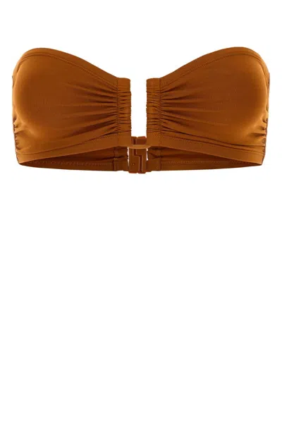 Eres Women Caramel Stretch Nylon Show Bikini Top In Brown