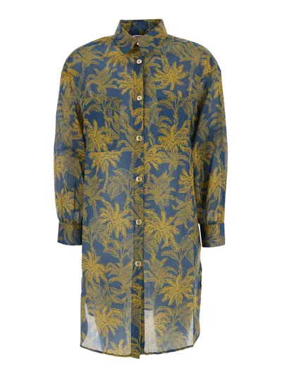 Eres Women's Cotton Button-front All-over Print Shirt With Classic Collar In Multi