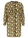 Eres Longline Dress Geometric Cuffed Sleeves In Brown