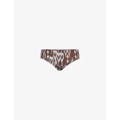 Eres Womens Imprime Wind Coffee Dry Abstract-print Bikini Bottoms