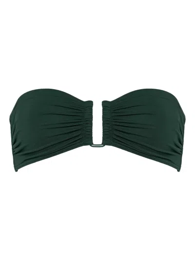 Eres Ruched Bandeau Top Strapless Swimwear Piece In Green