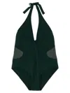 Eres Couture Bow-detailed Halterneck Swimsuit In Green