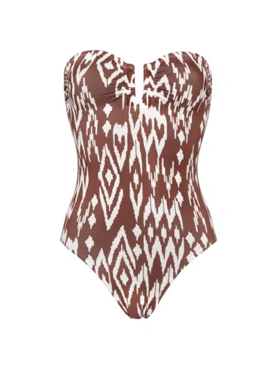 Eres Women's Warm Bustier One-piece Swimsuit In Imprime Wind Coffee