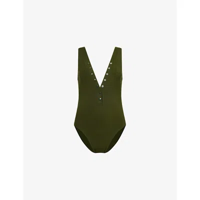 Eres Womens Icone V-neck Stretch-woven Swimsuit Vert Mousse