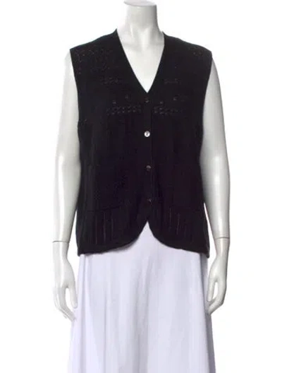 Pre-owned Eres Wool V-neck Sweater In Black