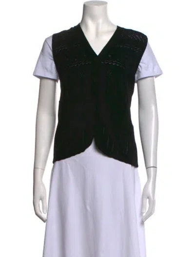 Pre-owned Eres Wool V-neck Sweater In Black