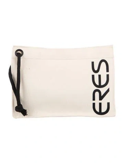 Pre-owned Eres Woven Logo Printed Wristlet Clutch In Black/neutrals