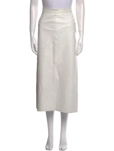 Pre-owned Erez Leather Midi Length Skirt In White