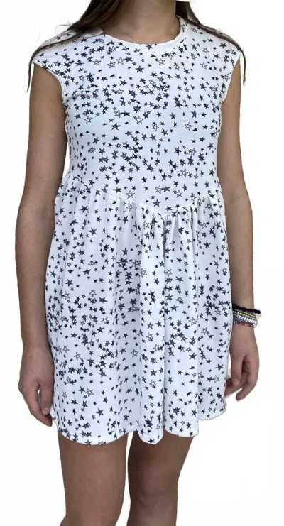 Erge Girl's Abstract Star Dress In White In Multi