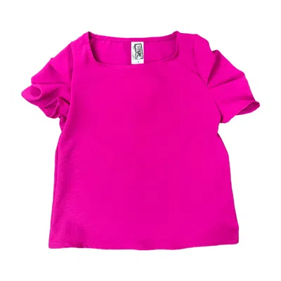 Erge Girl's Airflow Pleated Sleeve Top In Hot Pink