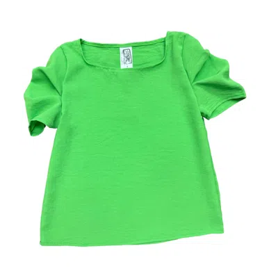 Erge Girl's Airflow Pleated Sleeve Top In Kelly Green