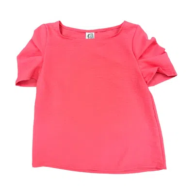 Erge Girl's Airflow Pleated Sleeve Top In Tangerine In Pink