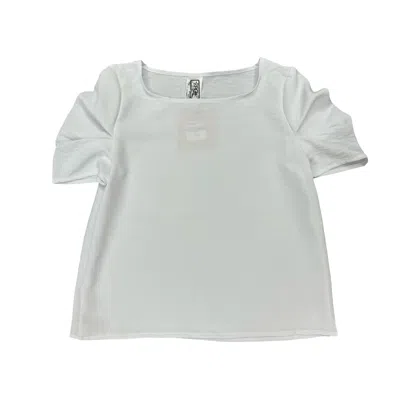 Erge Kids' Girl's Airflow Pleated Sleeve Top In White In Gray