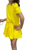 Erge Girl's Airflow Pleated Sleeve Top In Yellow In Yellow