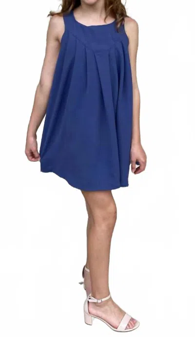 Erge Girl's Airflow Pleated Tank Dress In Steel In Blue