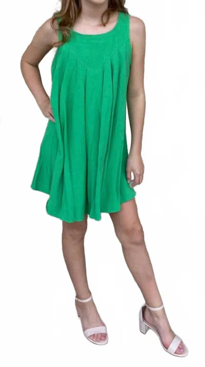Erge Girl's Linen Tank Dress In Seafoam In Green
