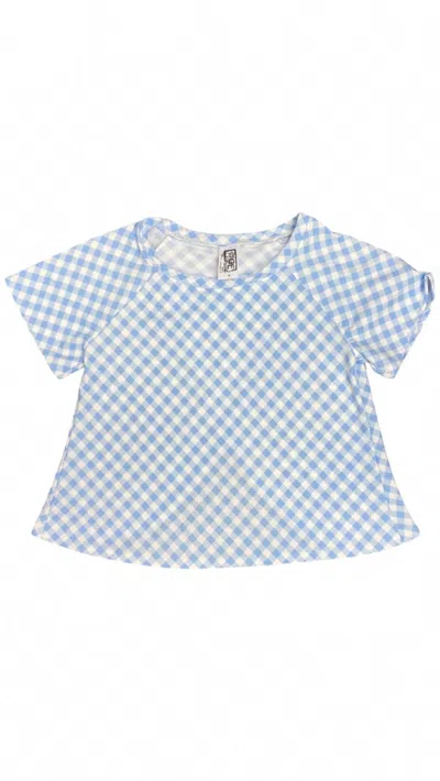 Erge Girl's Milano Stripe Top In Denim In Blue