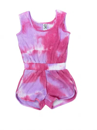 Erge Girl's Tie Dye Knit Onesie In Hot Pink In Multi