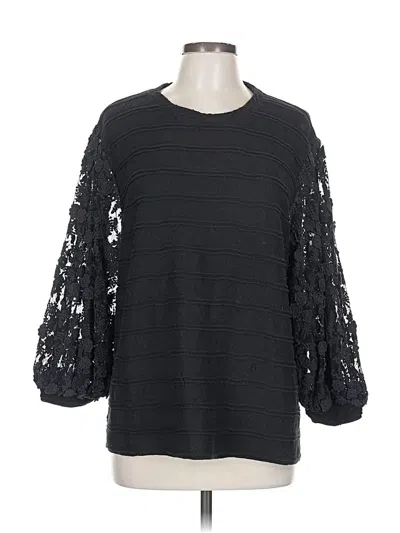 Pre-owned Eri + Ali 3/4 Sleeve Top Black Boatneck Tops