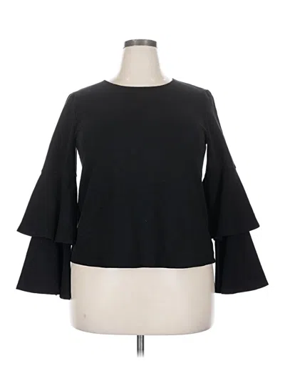 Pre-owned Eri + Ali 3/4 Sleeve Top Black Boatneck Tops